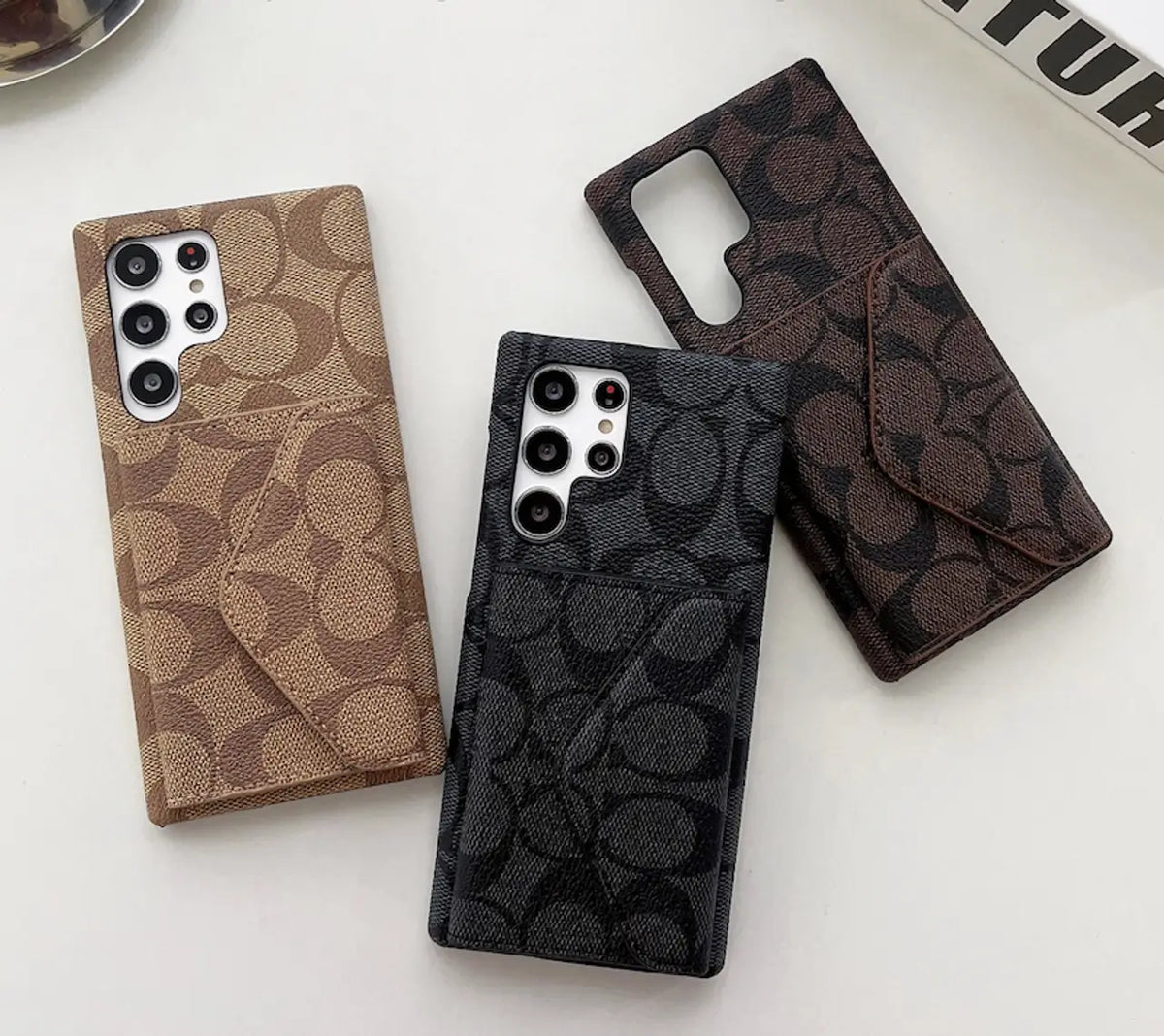 Three patterned wallet cases for Samsung Galaxy phones