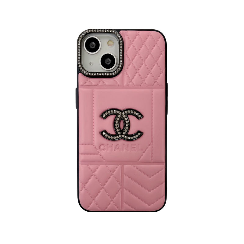 Luxury leather luxury phone case with diamond