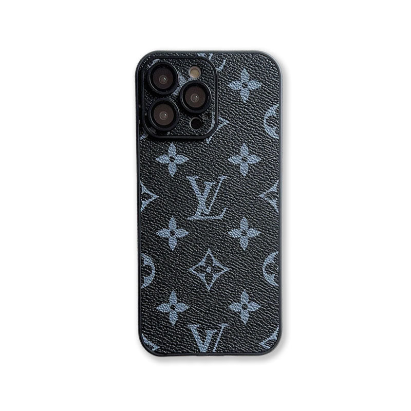 Luxury leather monogram phone case with lens protection