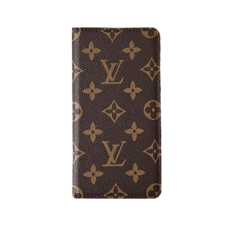 Leather monogram iPhone case with wallet and card holder