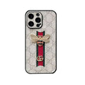 Classic leather luxury bees phone case with strap
