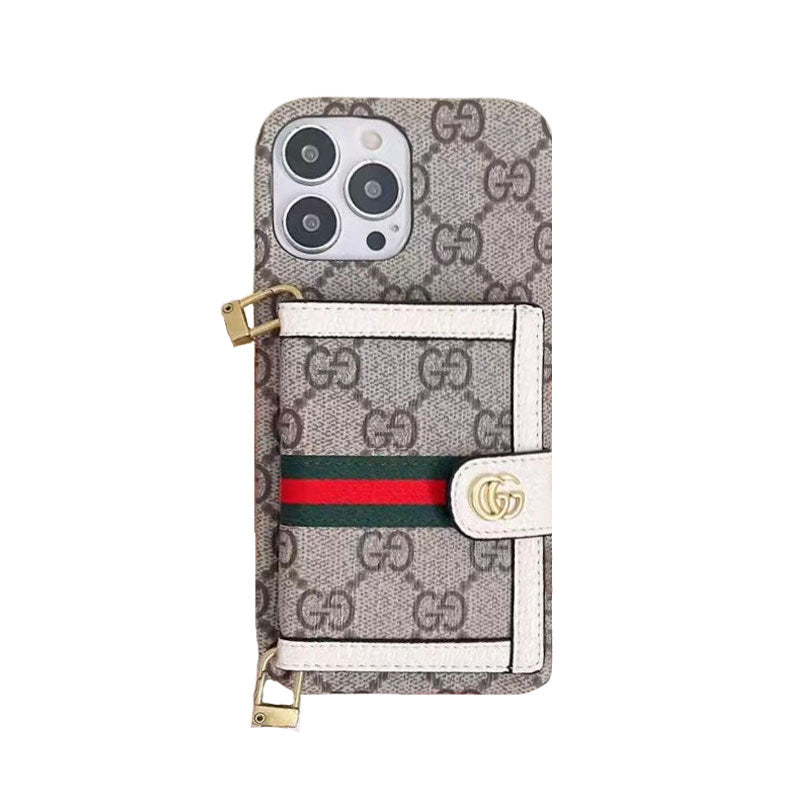 GG iPhone case with wallet and crossbody strap