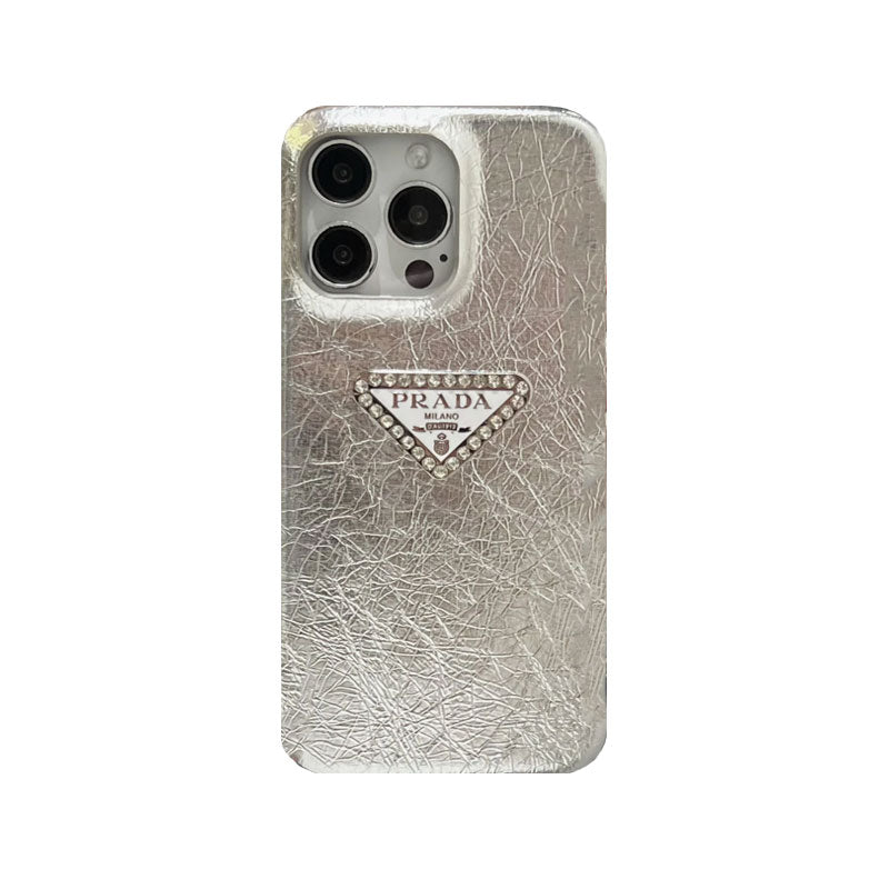 Leather PR phone case for iPhone silver
