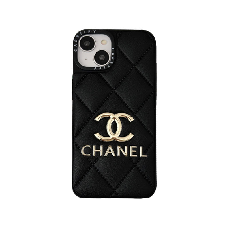 Leather CC iPhone case black