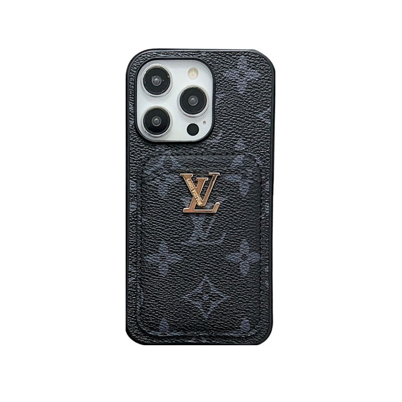 Classic monogram iPhone case with card holder black printing