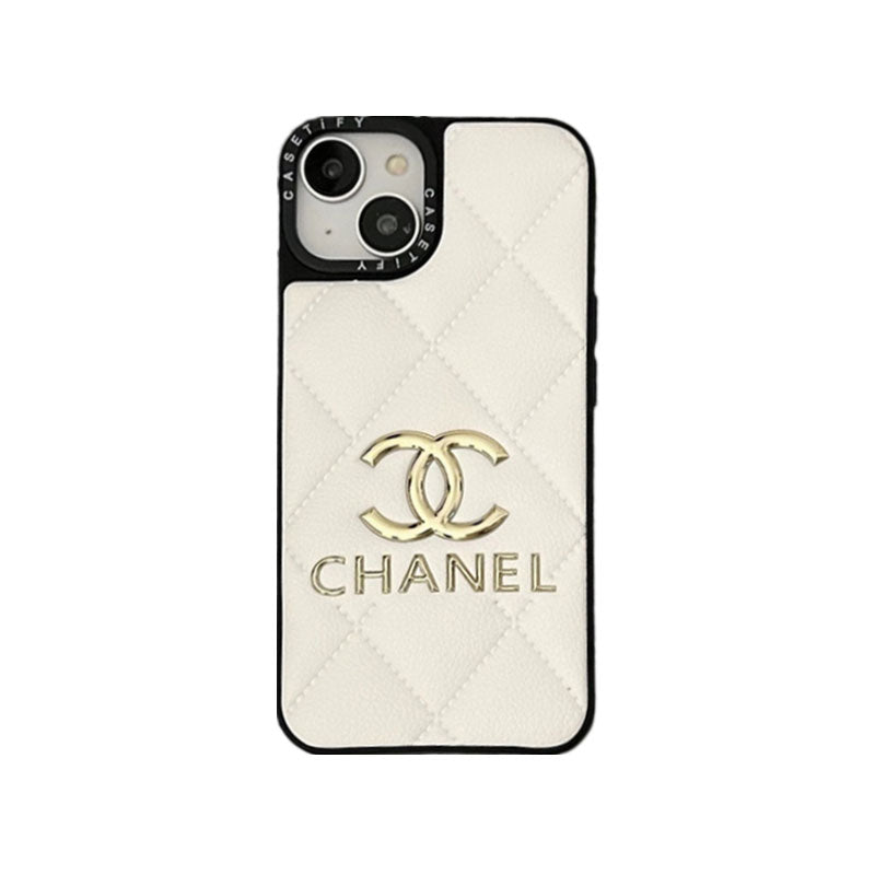 Leather CC iPhone case white