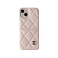 Leather CC iPhone case with card holder pink