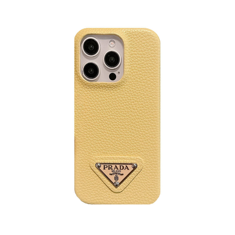 Leather PR phone case for iPhone yellow