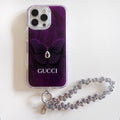 Purple butterfly iPhone case with a beaded wrist strap