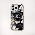 Black and white fashion collage iPhone case with a heart-shaped centerpiece