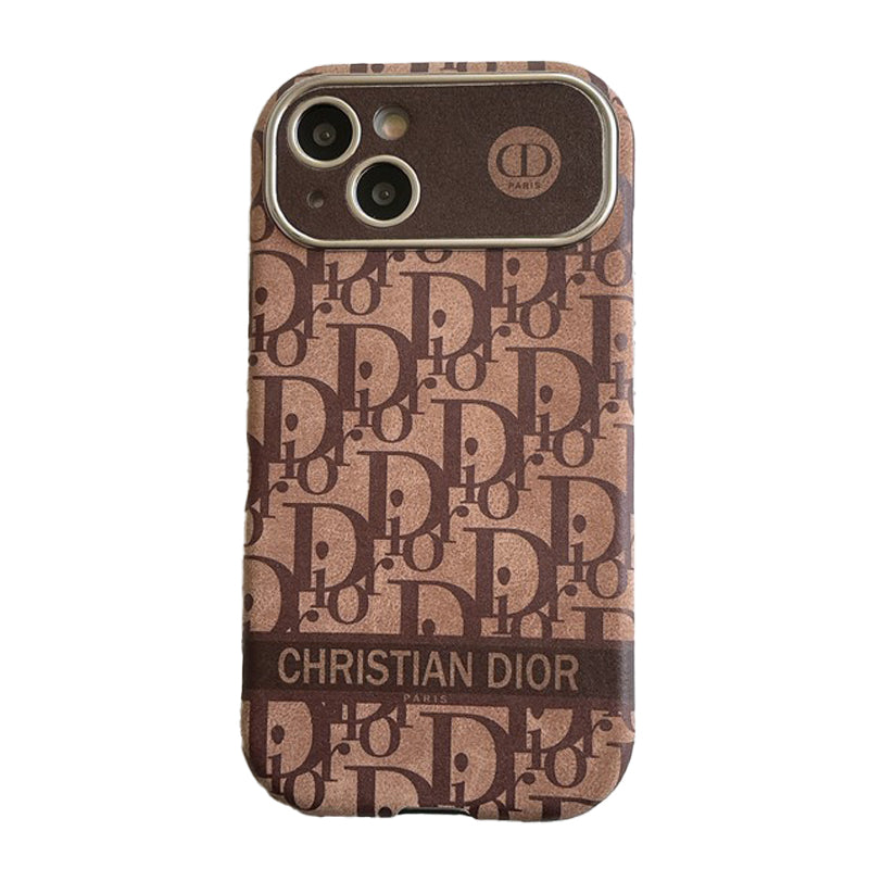 Luxury brown color leather iPhone case