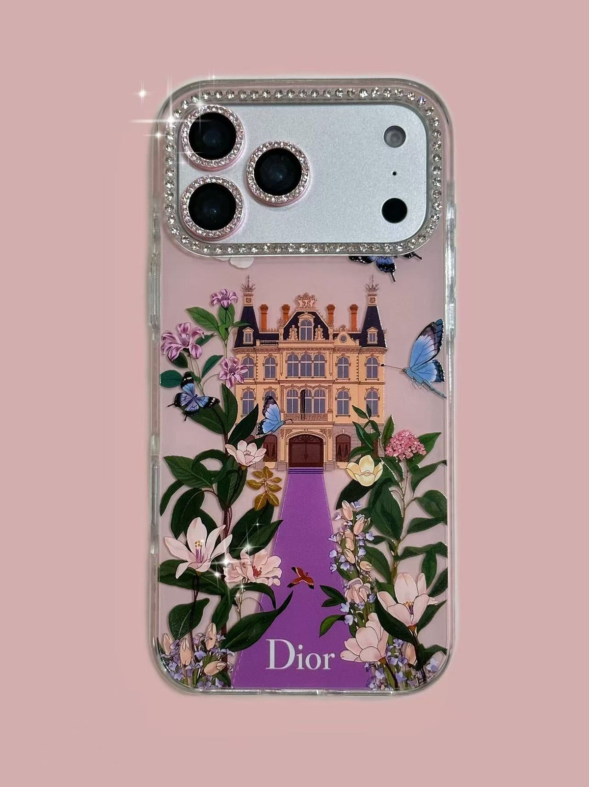 Colorful illustrated iPhone case with architectural and floral details