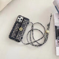 Crossbody Blue Textured Leather Case Cover for iPhone 11 12 13 14 15 16 Pro Max Plus