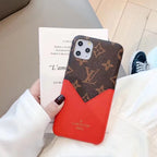 Louis Vuitton leather iPhone case showing the fitted camera opening and accent detail