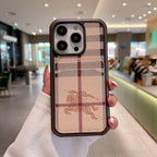 Designer leather iPhone case showing an alternate check pattern and protective back cover