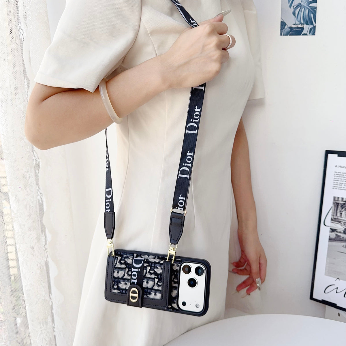 Fabric Canvas Dior Crossbody Case