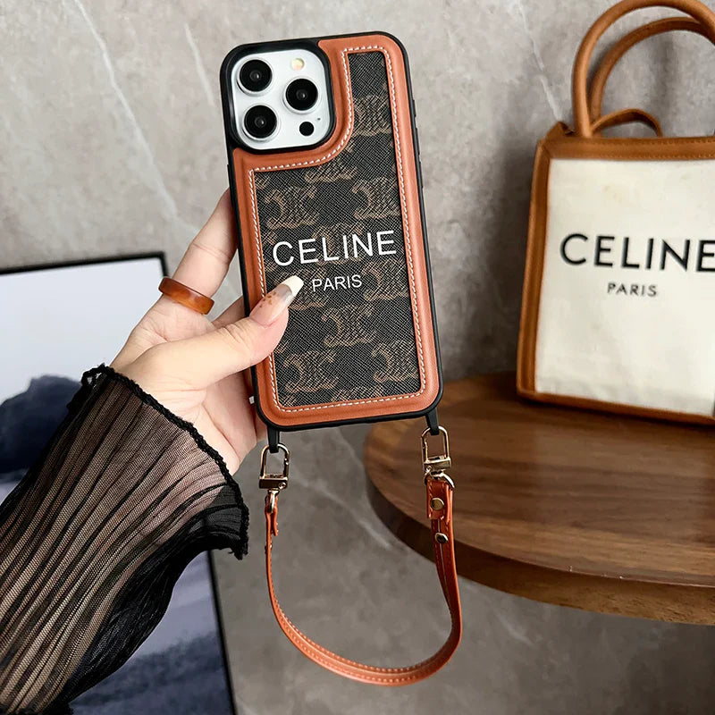 Fashion Cl Phone Case with Strap Fabric Leather