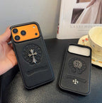 Leather Chrome Heart iPhone Case