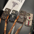 Crossbody Card Holder LV iPhone Case for iPhone 12-16 Pro Max Plus