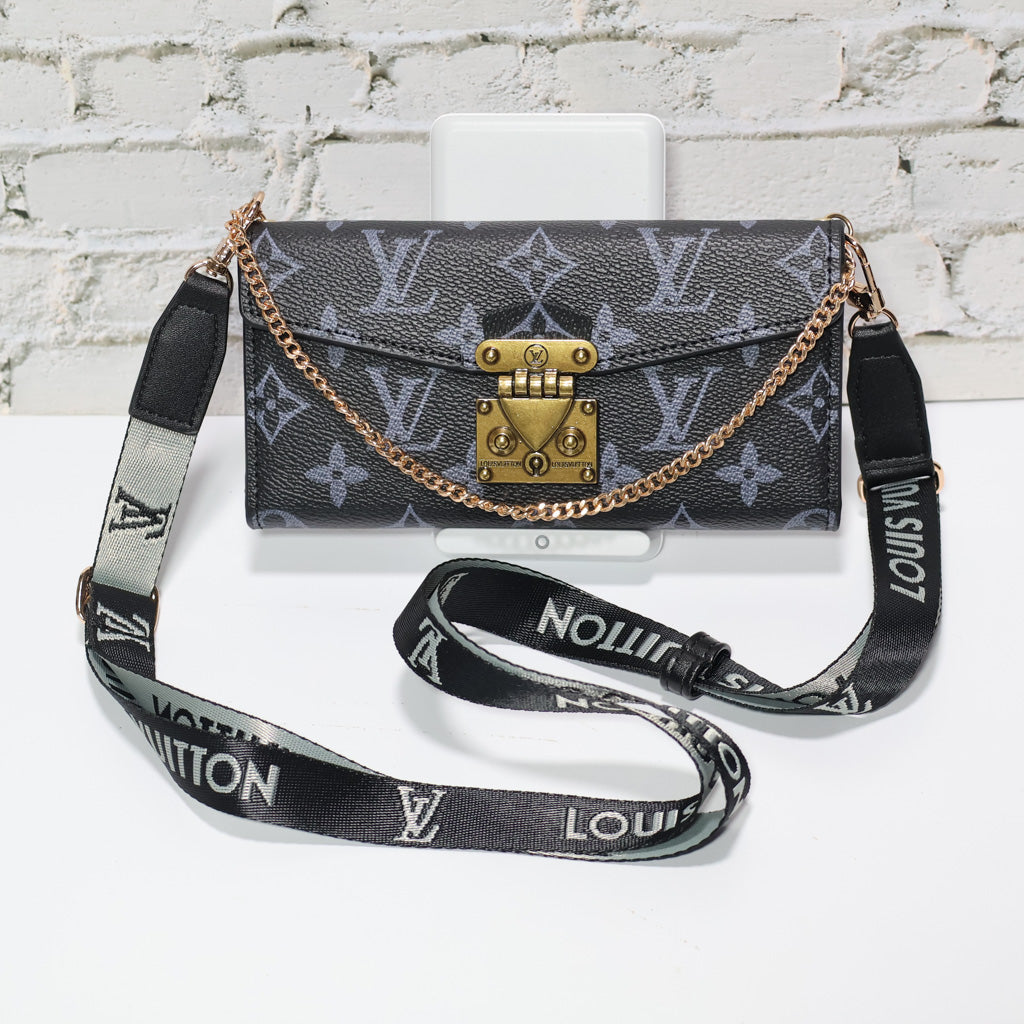 Crossbody LV Wallet Case for iPhone 17 Series Black Monogram