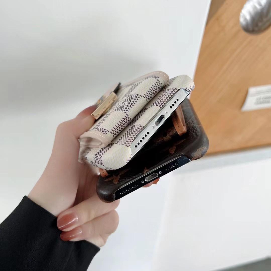 Fashion leather iPhone case with card slot showing the slim wallet-style profile