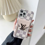 LV iPhone card slot case showing the full patterned protective cover and slim fit