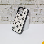 Luxury LV design iPhone case showing the full back cover and fitted protective profile