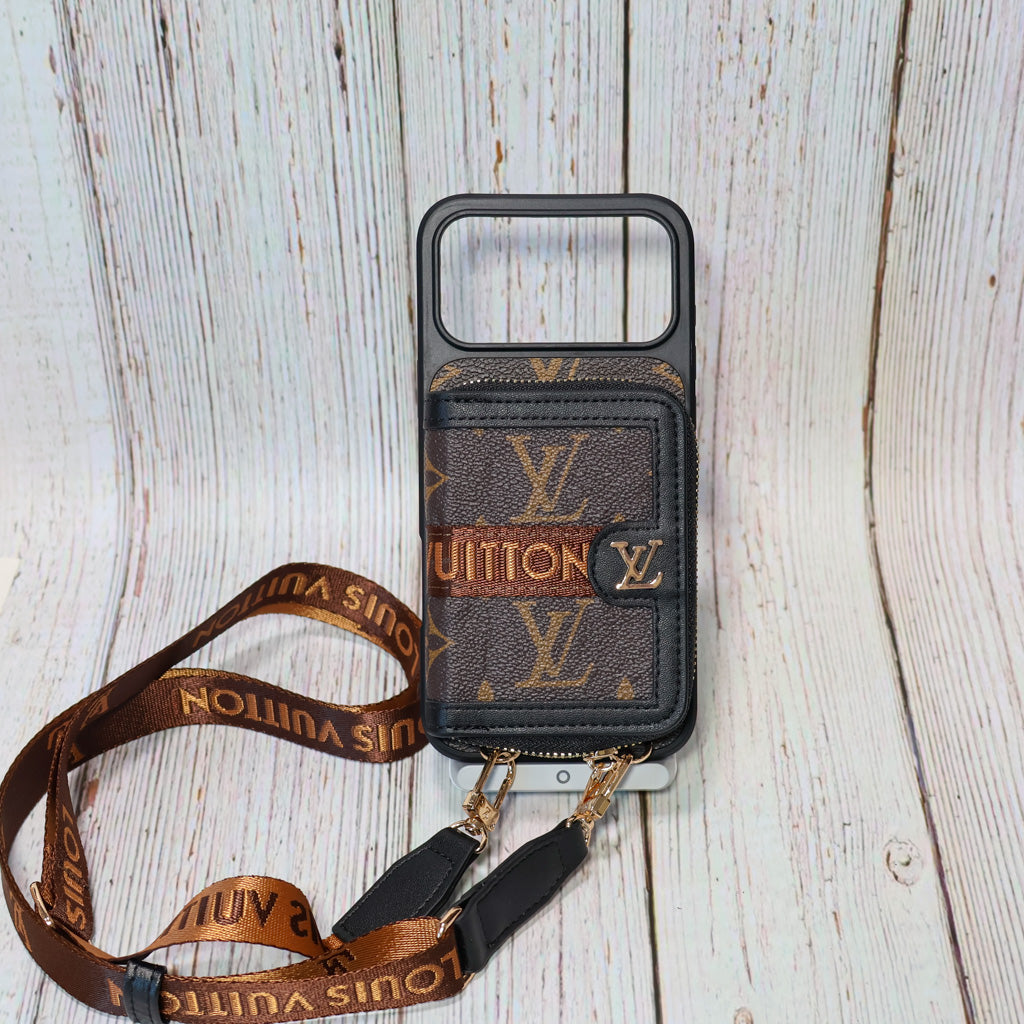 Designer Crossbody LV Zipped iPhone Case for iPhone 17 / Pro / Pro Max / Air
