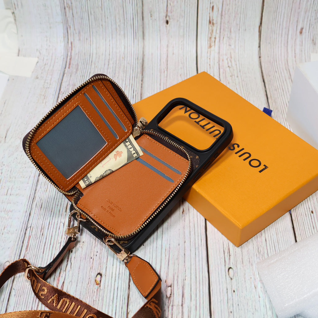 Designer Crossbody LV Zipped iPhone Case