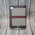 Folding GG iPad case showing the protective back cover and fitted tablet corners