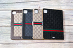 Folding GG iPad case shown in kickstand position for hands-free tablet viewing