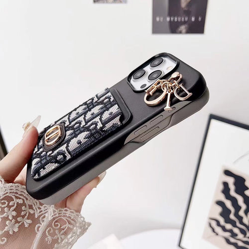 Christian Dior iPhone Case Card Slot for 12 13 14 15 Pro Max Plus Models