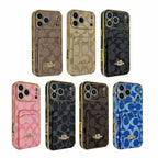 Electroplated Coach Card Holder Phone Case for iPhone 13-17 / Pro / Pro Max / Plus / Air