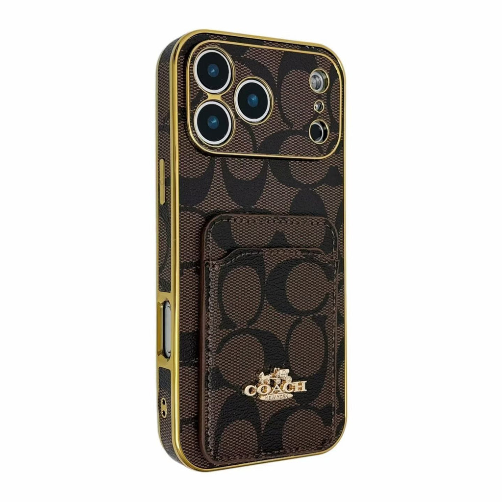 Electroplated Coach Card Holder Phone Case