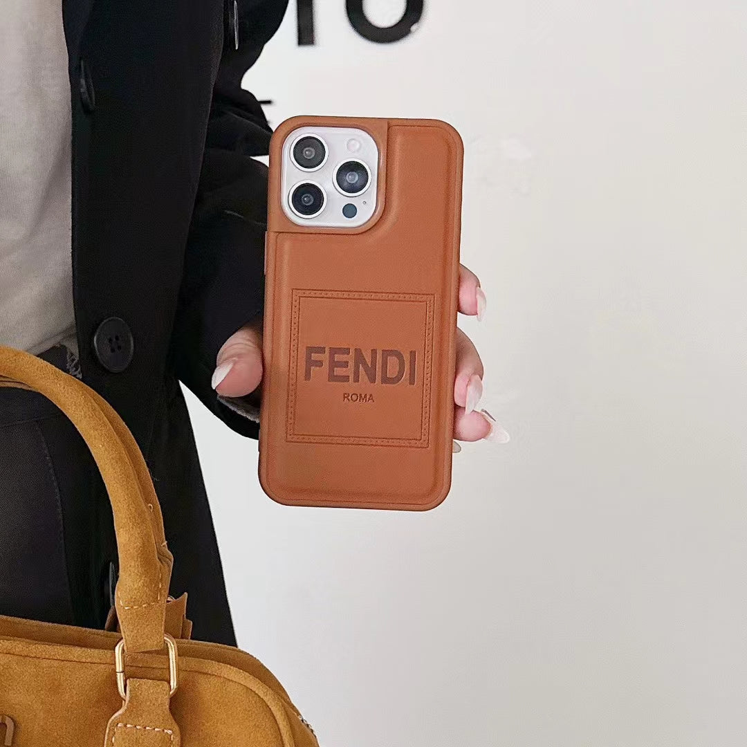 Fendi Phone Case Brown Leather