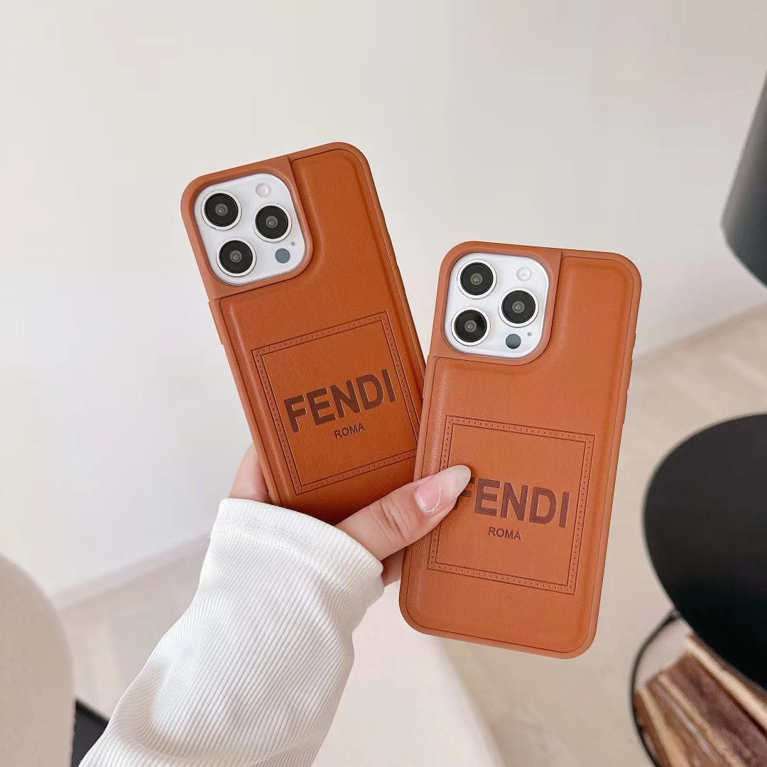 Fendi Phone Case Brown Leather