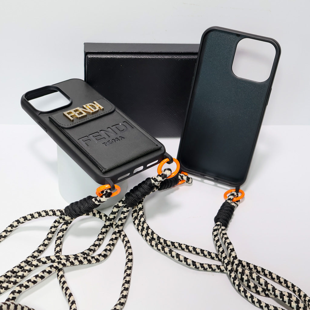 Fendi Card Holder iPhone Case Crossbody 12-16 Pro Max Plus
