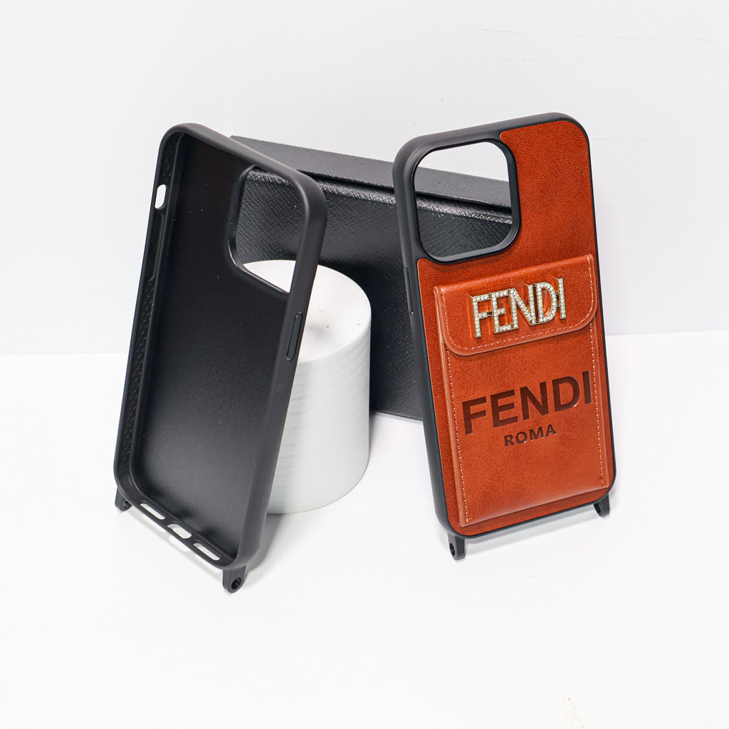 Fendi Card Holder iPhone Case Crossbody 12-16 Pro Max Plus