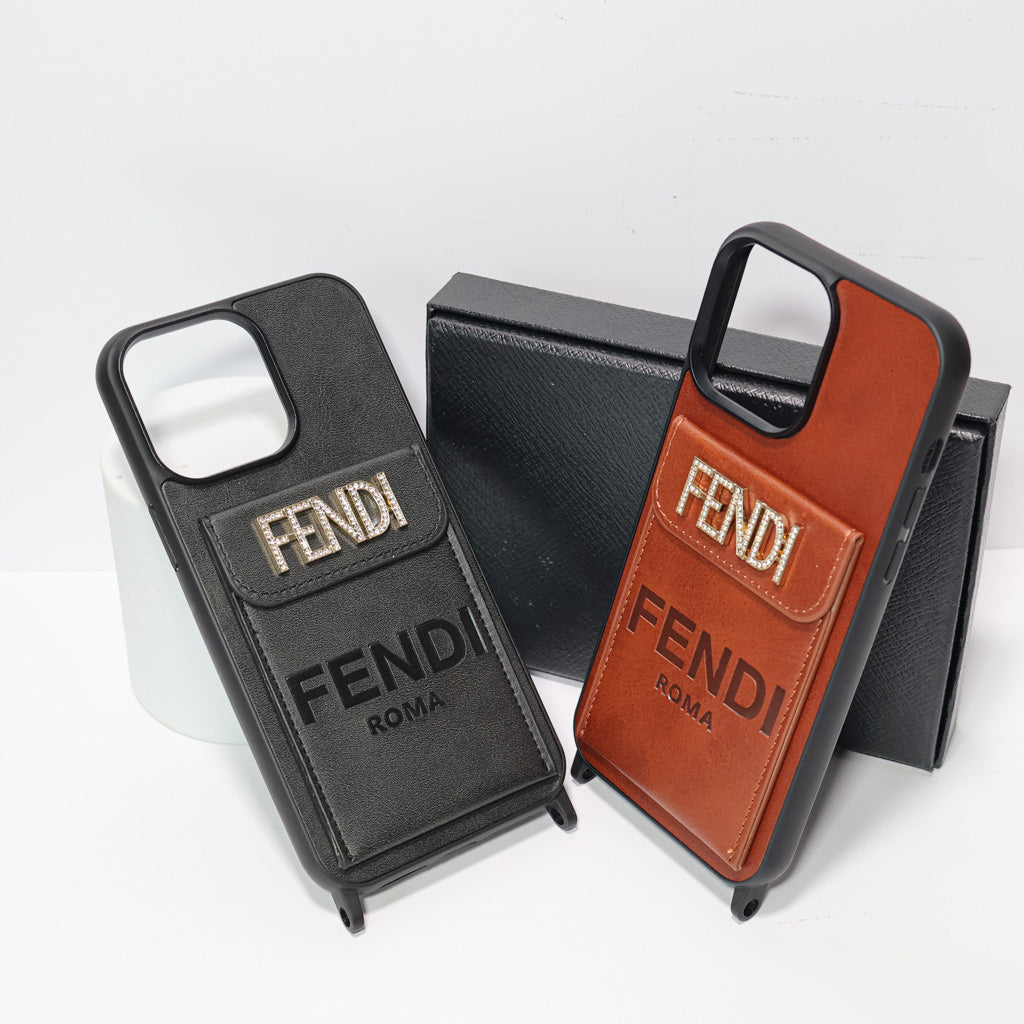 Fendi Card Holder iPhone Case Crossbody 12-16 Pro Max Plus