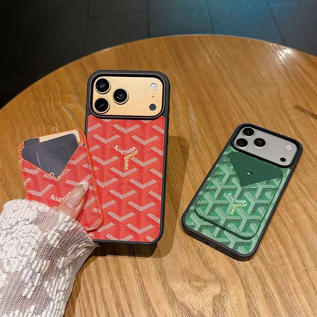 Goyard Magnet Card Holder Phone Case for iPhone 13-17 / Pro / Pro Max / Plus / Air