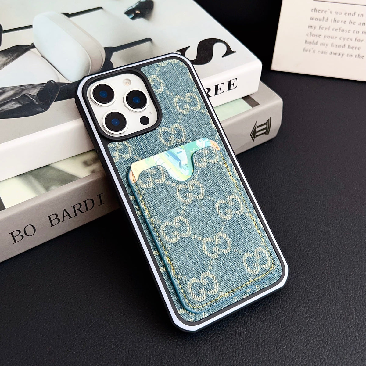 GG Card Slot Denim iPhone Case