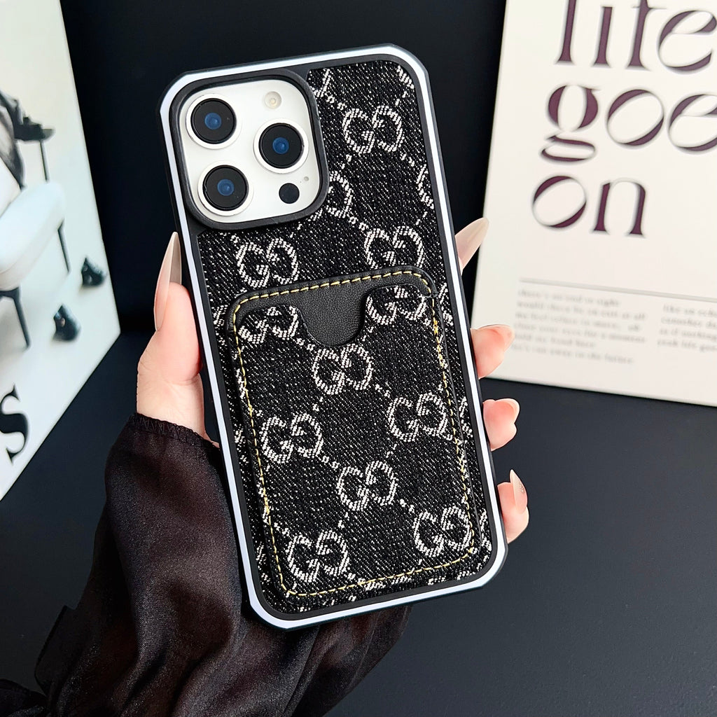GG Card Slot Denim iPhone Case