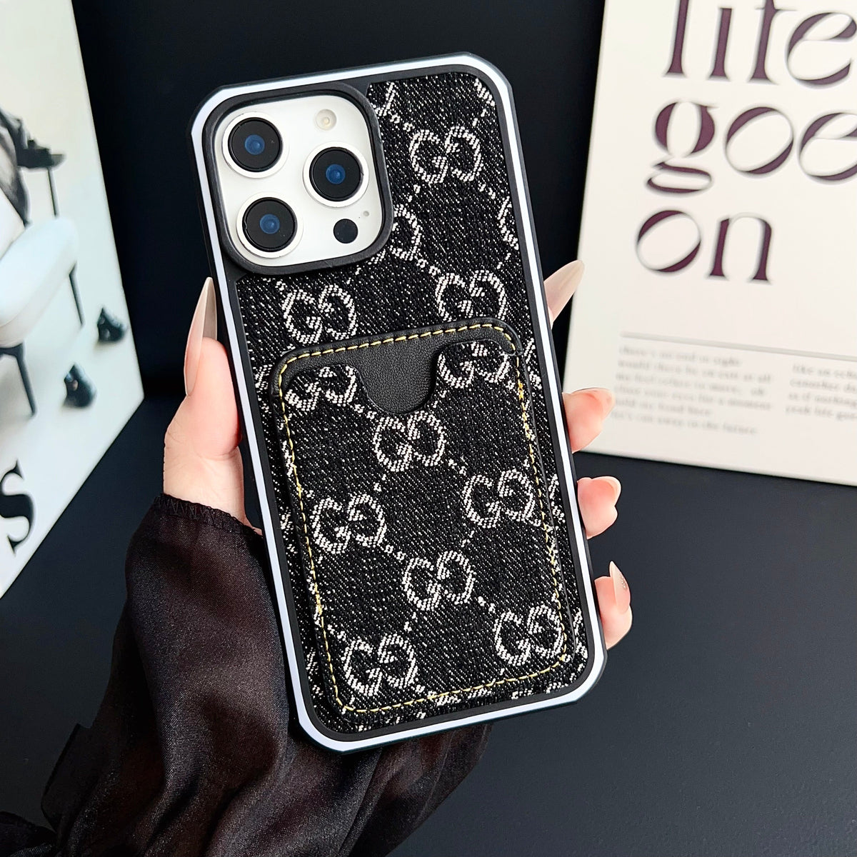 GG Card Slot Denim iPhone Case