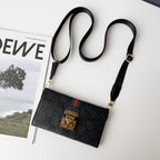 GG Plain Leather Crossbody Wallet Case