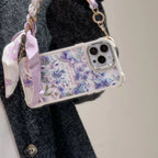 GG iPhone Case Flower 3D Pattern Silk Chain