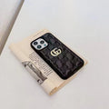 Stamped GG Leather iPhone Case for iPhone 13-17 / Pro / Pro Max