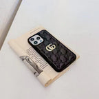 Stamped GG Leather iPhone Case for iPhone 13-17 / Pro / Pro Max