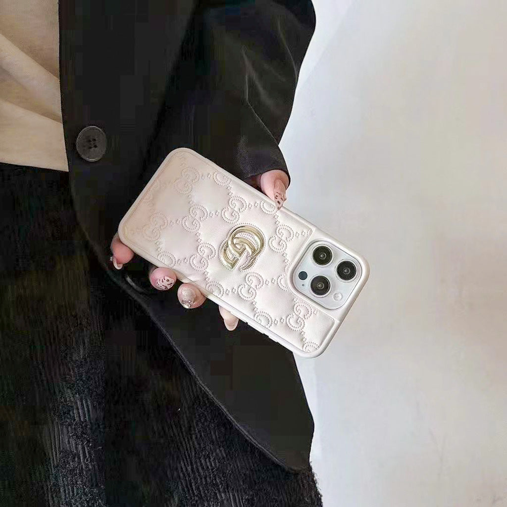 Stamped GG Leather iPhone Case