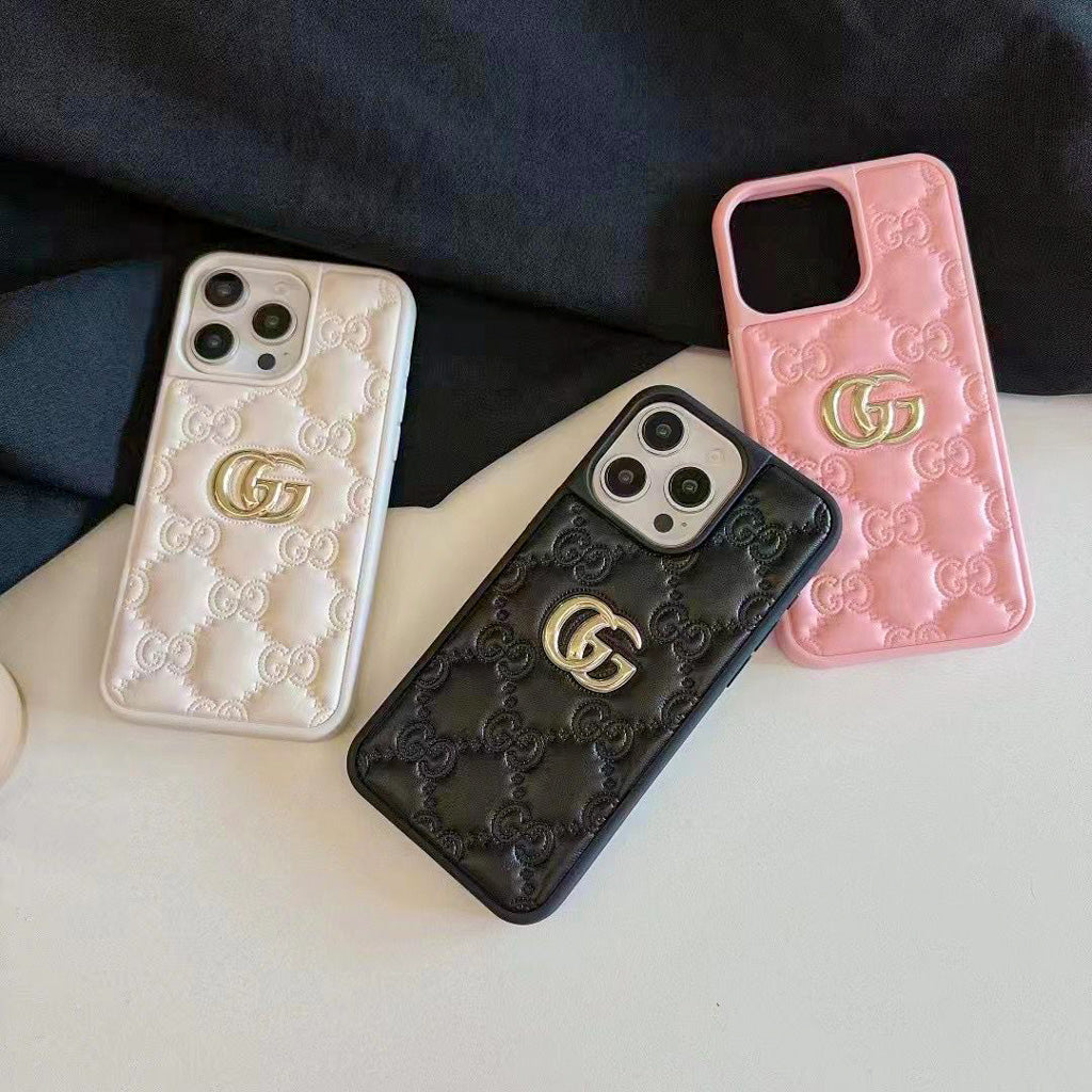 Stamped GG Leather iPhone Case