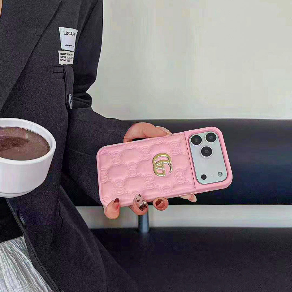 Stamped GG Leather iPhone Case
